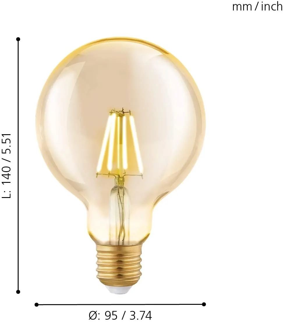 Ampoule lm-e27 led G95  4w amber 2200k