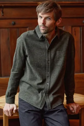 Chemise flanelle en coton bio | vert "simon eco olive flannel" homme