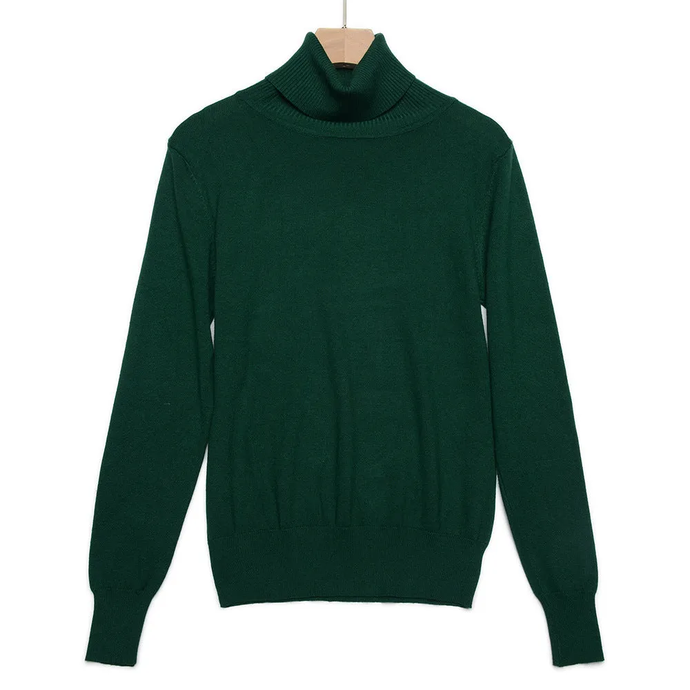 Col Roulé Vert Femme