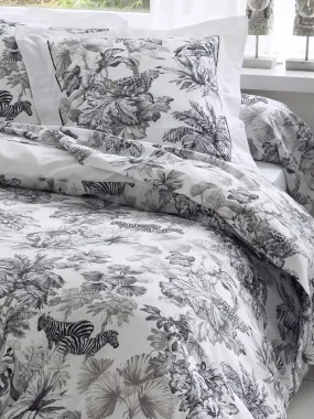 Ensemble drap plat et 2 taies esprit savane - Blanc