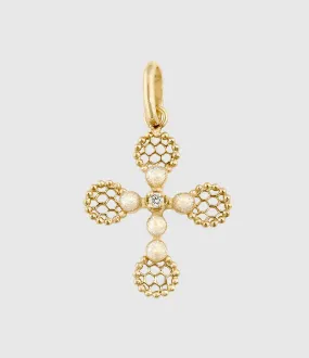 GIGI CLOZEAU Partager  Pendentif Croix Dentelle Résine Diamants Or Jaune  