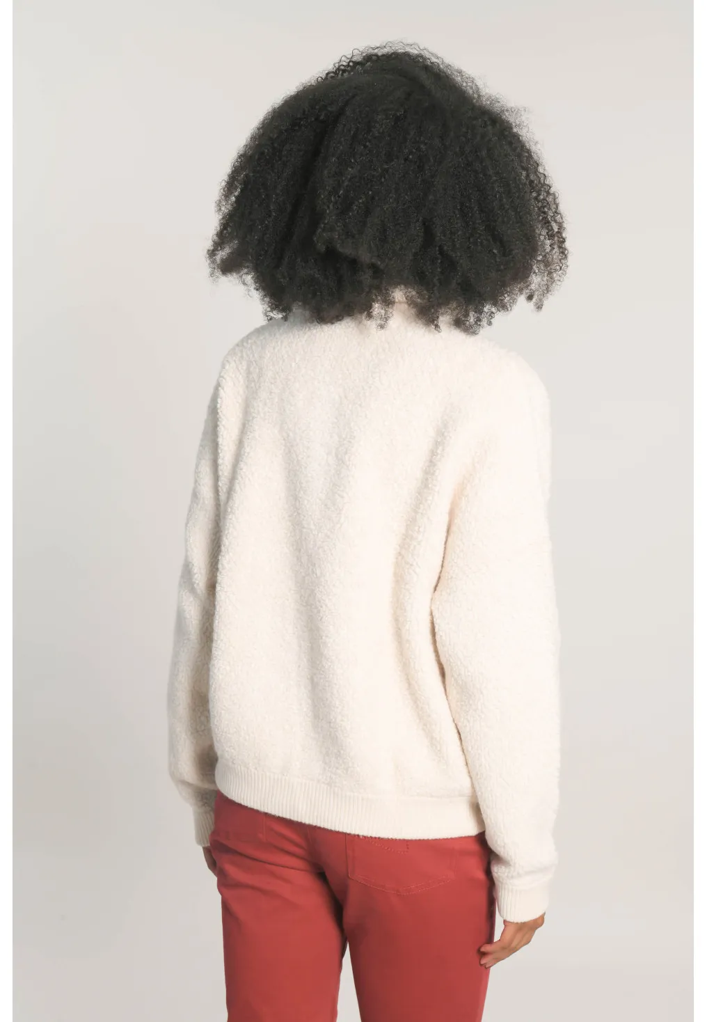 NAFUR - BLOUSON MAILLE ZIPPE - ECRU