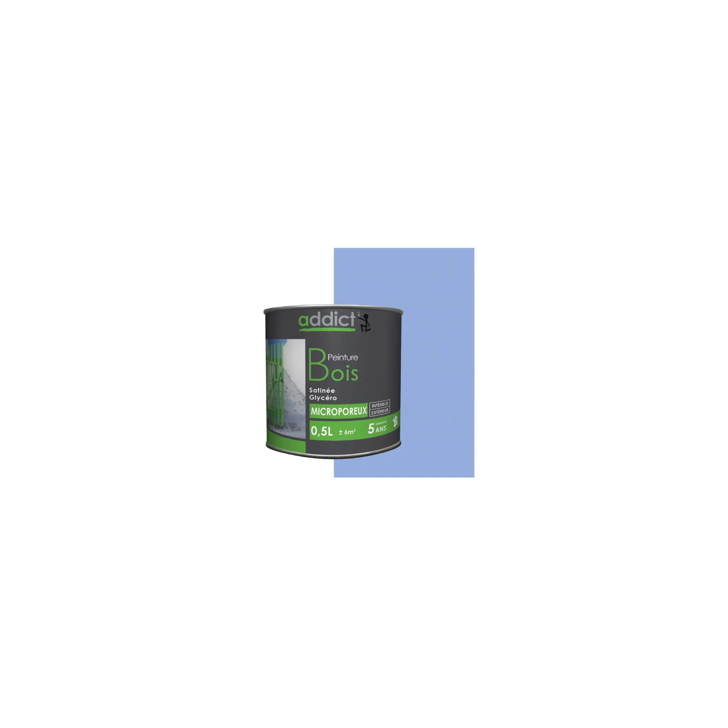 Peinture spéciale bois glycéro, bleu lavande satin, 0,5 litre