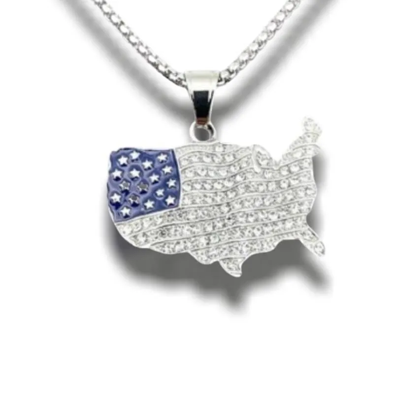 Pendentif Vintage  Carte USA