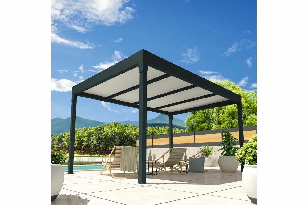 Pergola isotoit® modern îlot gris anthracite 6,26x3,50m + led