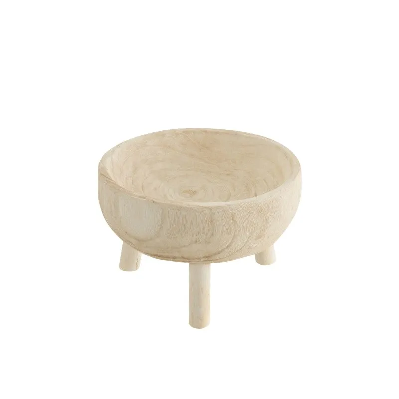 Plat sur trépied en bois de paulownia blanc 27x27x18cm J-Line 