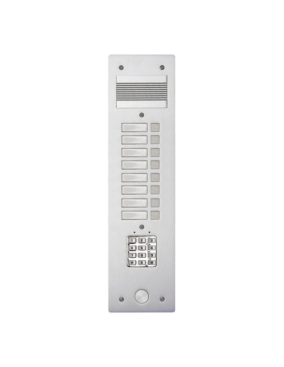 Platine de rue Série 200 audio étroite+clavier codé façade Alu 4 mm 8 appels BTICINO 308408