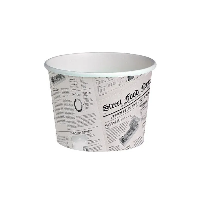 Pot "Deli" rond en carton décor journal 650 ml Diam: 11,4 cm 11,4 x 9, 