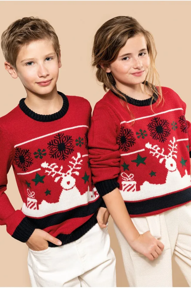 Pullover col rond de Noël Enfant