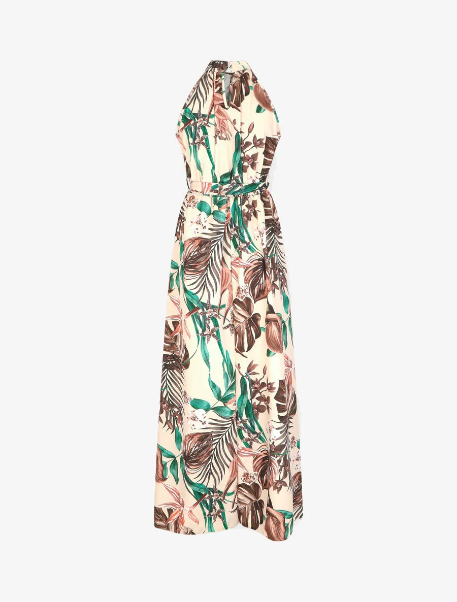 Robe longue tropicale sans manches