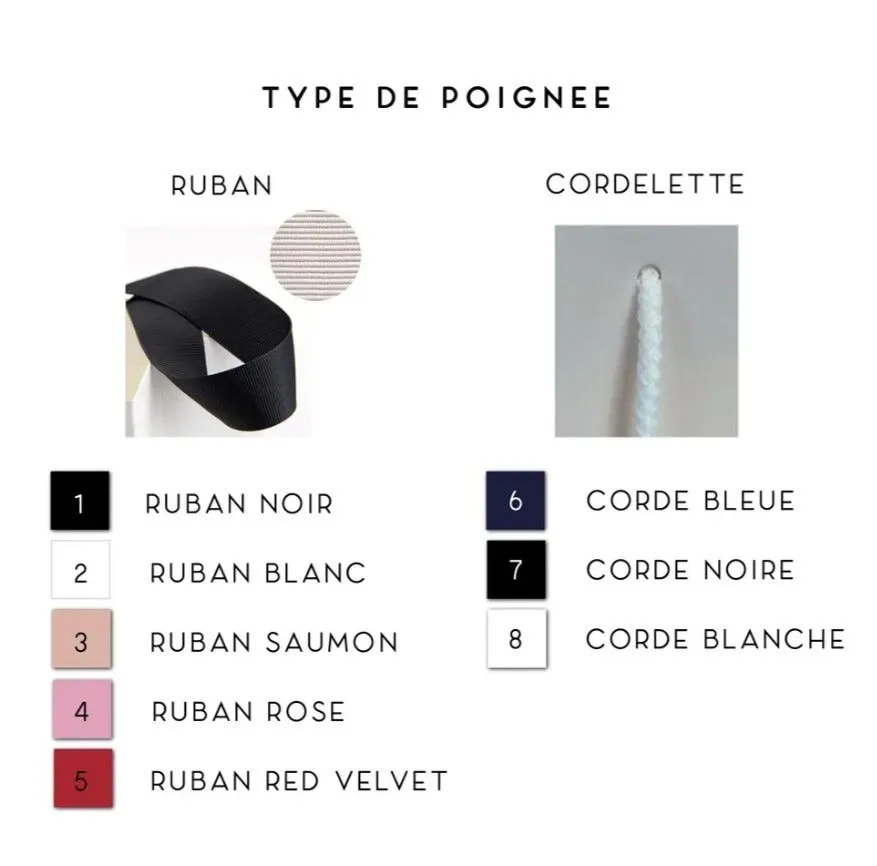 Sac personnalisable luxe blanc XS 16x8x16cm Cord. noire x200
