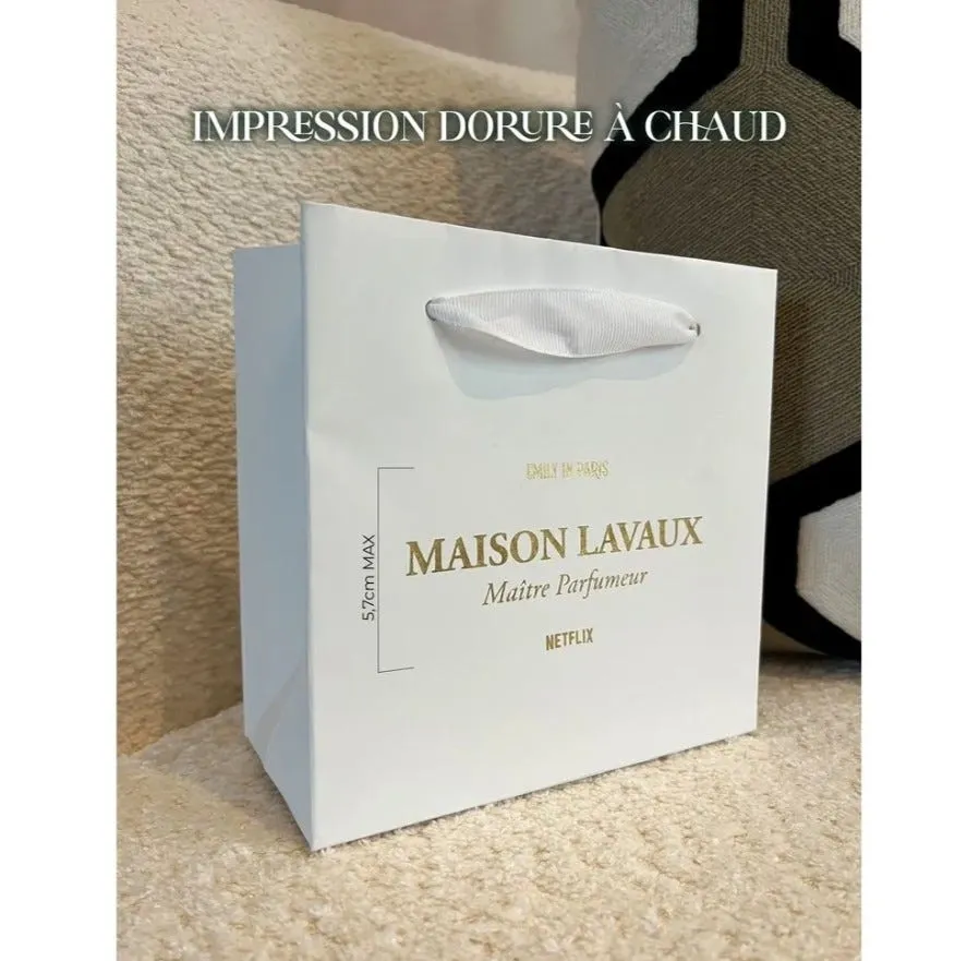 Sac personnalisable luxe blanc XS 16x8x16cm Cord. noire x200