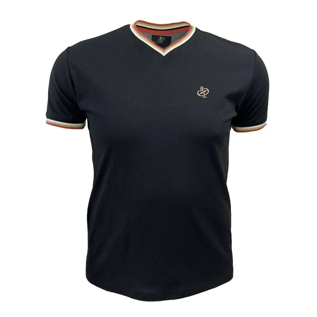 T-shirt noir col V