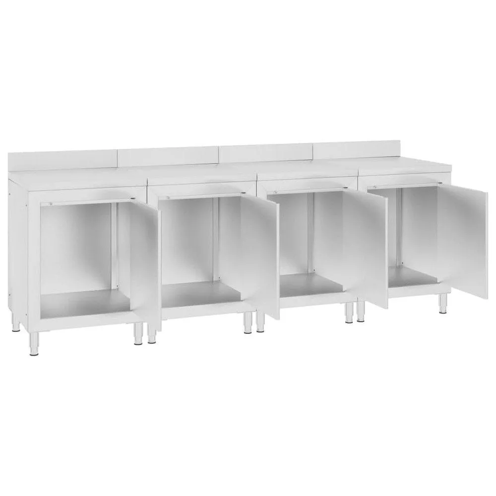 Table de travail commerciale avec armoire 240x60x96cm acier inoxydable