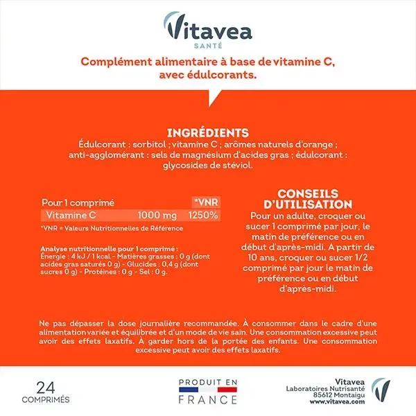 Vitavea Vitamine C 1000 Mg Energie au Quotidien Format Eco 60 comprimés